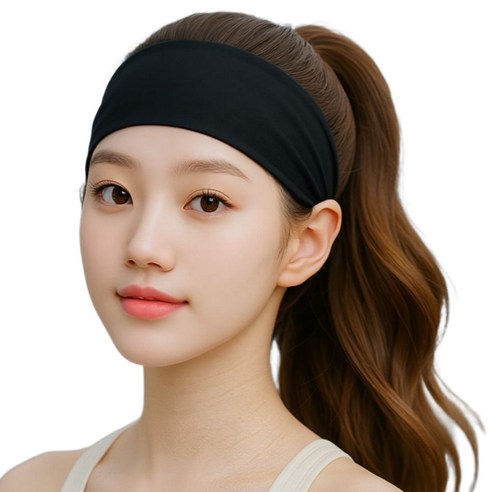 맹이들맘 와이드 기능성 스포츠 헤어밴드, 1개, 블랙