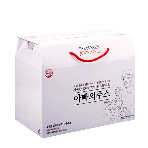 [연두팜] 아빠의주스 사과즙, 100ml, 40개