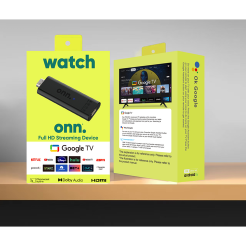 안드로이드 TV 셋톱박스 OTT 전용 구글 크롬캐스트 대체 4K UHD 지원 WIFI 블루투스 무선미러링 android tv box, 1개, onn Stick(2GB+16GB)