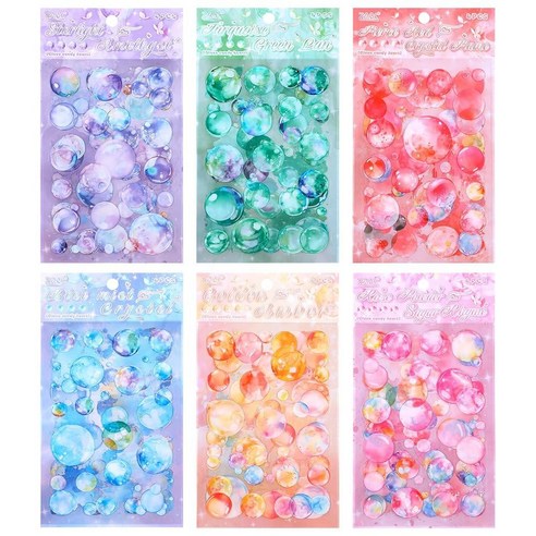 TIESOME 24 Sheets Watercolor Bubble Deco Stickers Self Adhesive Kawaii ...