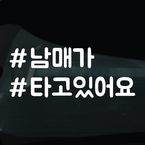 디자인황소 해시태그 스티커 차량스티커 차량 자동차 시트지 데칼, 1개, 21 남매가타고있어요