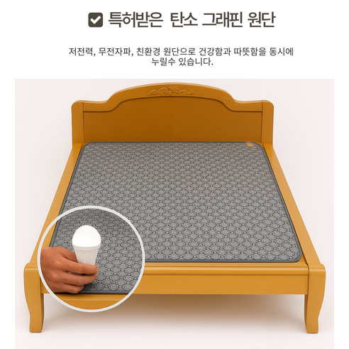 100%국내제작 탄소그래핀 온열매트 발명특허 전자파 차단 가온한일, 눈꽃, 더블 (135x180cm)