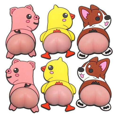 우람상점 3D 실리콘 엉덩이 문콕방지 차량용 스티커, 1개, 혼합6입