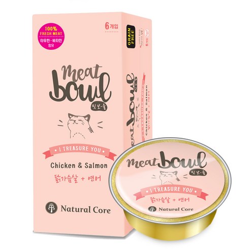 네츄럴코어 고양이 밋보울, 3개, 180g, 닭가슴살 + 연어 혼합맛