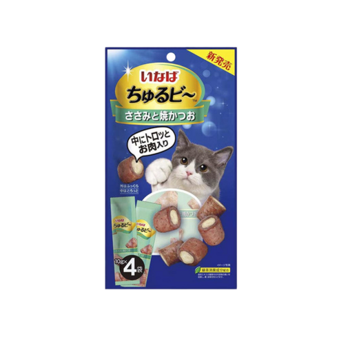 [오늘까까] 이나바 츄르비 고양이 간식, 4개, 40g, 혼합맛(닭가슴살/구운가다랑어)