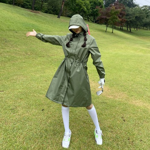 골프비옷 여성골프우비 판초 캐디우비 에프터레인, 1개, 홀인원딥카키