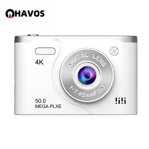 Havos 카메라추천 디지털카메라 브이로그촬영 야외활동 일상기록 가성비 입문용카메라 4K, 하얀색