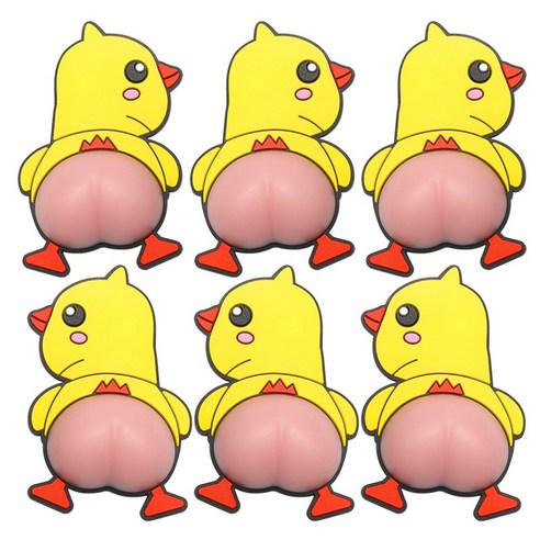 우람상점 3D 실리콘 엉덩이 문콕방지 차량용 스티커, 병아리6입, 1개