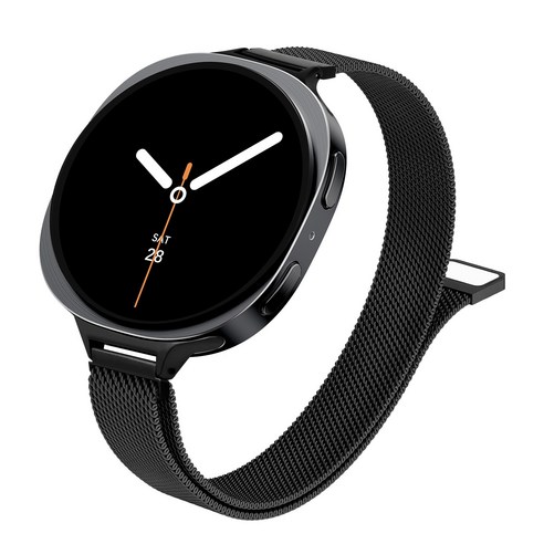 갤럭시워치8 호환 슬림 메탈 밀레니즈 마그네틱 스트랩40mm/44mm/클래식 46mm, 블랙