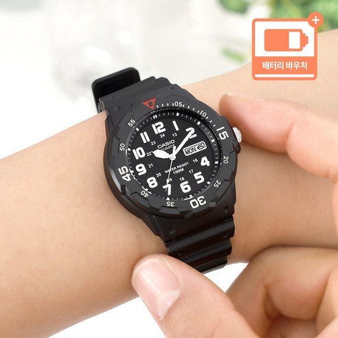 카시오 100미터 방수 회전 베젤 남아 초등학생 아동시계 + 배터리 바우처