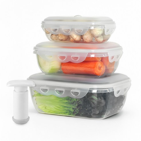 코베쿠 진공 밀폐용기 3종 + 수동펌프, 580ml/1.3L/2.5L, 1세트