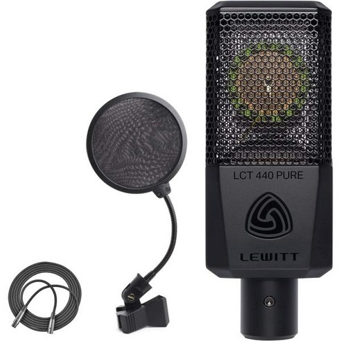 Lewitt LCT 440 PURE 대형 다이어프램 콘덴서 마이크 온스테이지 4인치 팝 필터 XLR 케이블 - 마이크 | 쿠팡
