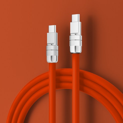 케이스프로 실리콘 초고속 충전 케이블 240W 480Mbps C to C, 1개, 오렌지, 3m