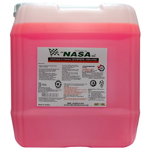 KS정품 NASA 나사 장수명 부동액 냉각수 원액 18L 말통 레드 (적색) 5년10만km, 1개