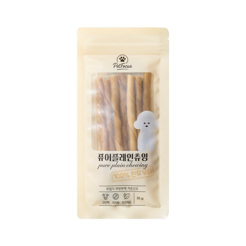 펫포커스 한우우피껌 오래먹는 강아지껌 국내산 수제간식, 1개, 35g, 퓨어플레인츄잉