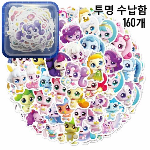 티니핑 스티커 캐리어 방수스티커 리무버블 꾸미기 행운핑 방수 꾸래핑 여자아이 선물, 160개, 하츄핑