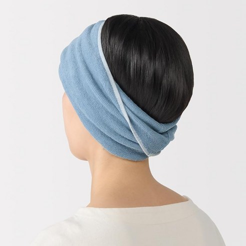 MUJI 무인양품 신축성 터번 타월 25x34cm 블루