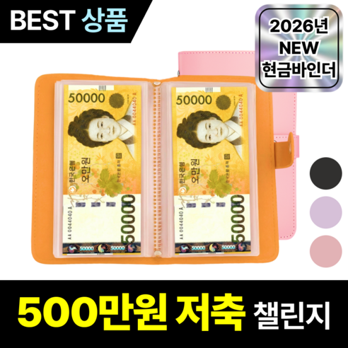 루브론 갓생 현금 바인더 저축 다이어리, 1개, 파스텔 핑크