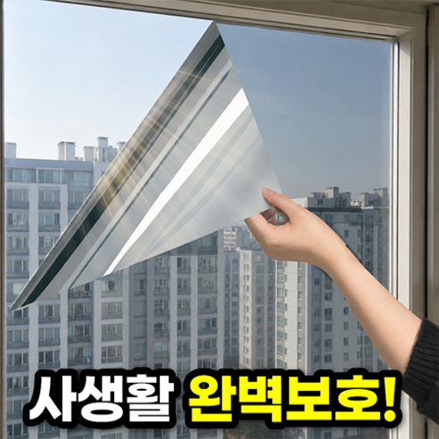 일상포인트 햇빛 가리개 창문 사생활 보호 단열 필름, 실버