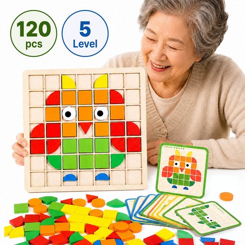 블레오 어르신 치매예방 교구 색깔 게임 퍼즐 120pcs, 1개