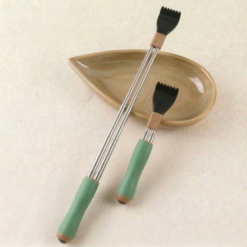 와티케 헤드 회전방지 듀얼 스틱 접이식 효자손, 1개, 그린