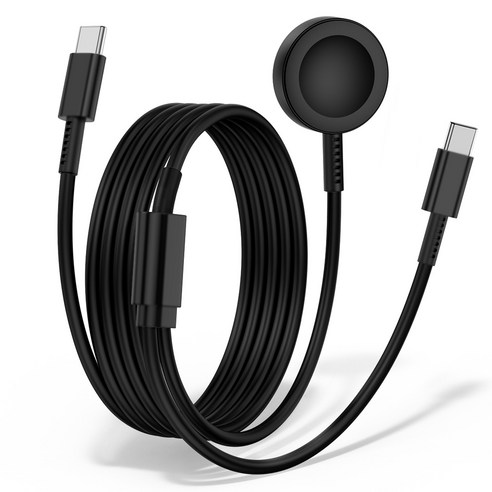 루미아코어 25W PPS PD 3.0 초고속 충전기 +갤럭시워치 호환 2in1 유무선 충전케이블 60W 180cm, 블랙, 1개, 1.8m
