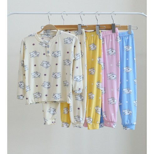 아동 피치내복 긴팔세트 주니어 피치실내복 파자마 잠옷 홈웨어 유아 키즈 주니어 여아 남아 파자마 아동내복 여아내복 남아내복 주니어내복 아동파자마 민트색처럼