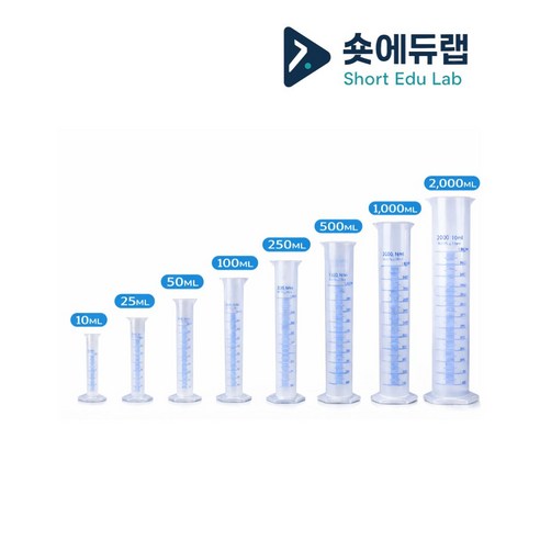 숏에듀랩 메스 실린더 메스 플라스크 플라스틱 메스실린더 눈금실린더, 1개, 10ml