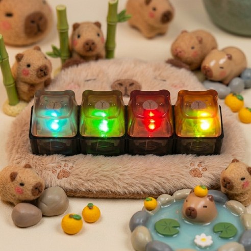 올라제 카피바라 LED 4구 키캡키링 2종, 초코렛 카피바라 4구, 1개