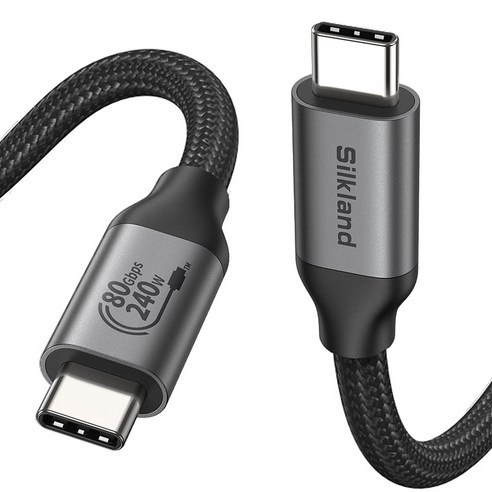 실크랜드 USB4.0 케이블 C타입-C타입 USB-if 인증 썬더볼트5/4/3 호환 240W 80Gbps 고속충전 PD 데이터 케이블, 1개, 블랙, 3m