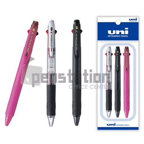 유니 제트스트림 SXE3-400 3색 0.38mm 3개 세트, 3색 0.38mm( 로즈핑크1투명1블랙1) 3개세트, 1개