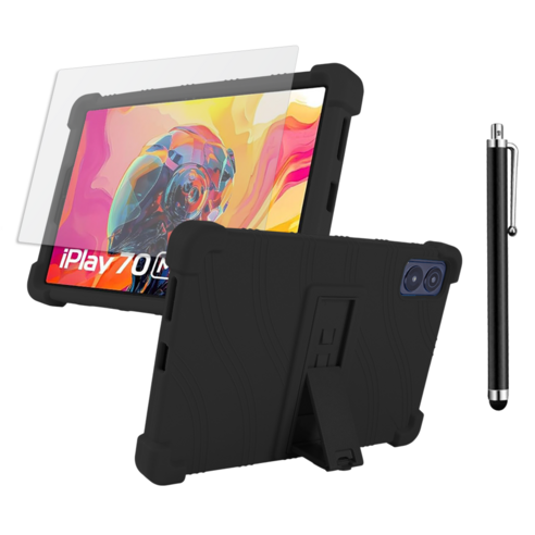 ALLDOCUBE Iplay70 Mini Ultra 거치대 범퍼 케이스 + 저반사 매트 필름 + 터치펜, BLACK, 1세트