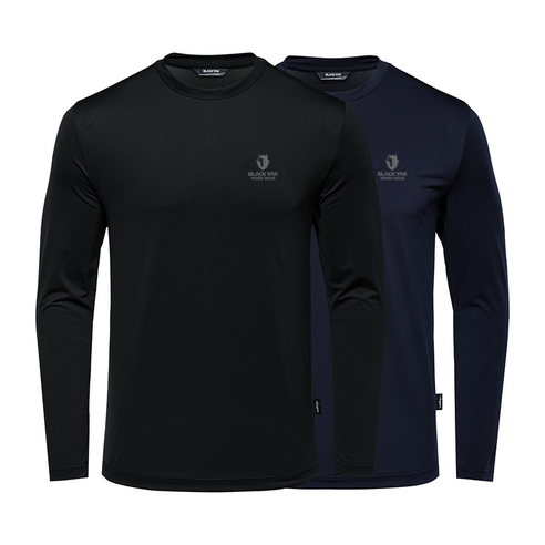 블랙야크 올시즌 블랙+네이비 2장 세트 기능성 속건 B에어로쿨맥스 드라이 2종 라운드 긴팔티