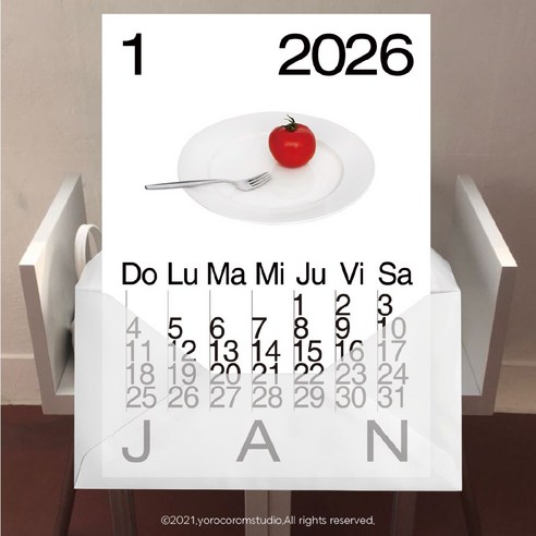 2026 미드센츄리 달력 모던 심플 오브제 캘린더 Gothic, A3 12매 SET, 1세트, 1개