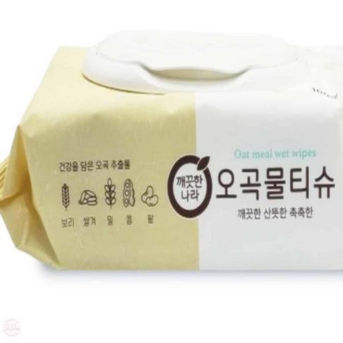 깨끗한나라 오곡물티슈 100매 물티슈판촉, 깨끗한나라 오곡물티슈 캡형100매(1팩), 1, 100, 225g