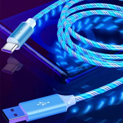 FOOI LED 발광 USB 고속충전 케이블 C타입 8핀 휴대폰 충전선