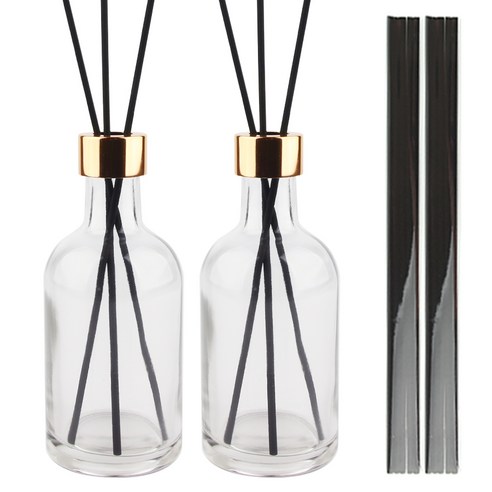 공병상회 디퓨저 DIY 소분용기 OS위스키200 투명 유리병 2P + 리드스틱 10P 세트, 2개, 200ml, 골드캡