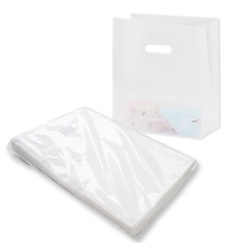 로모주 다용도 손잡이 비닐 쇼핑백 HDPE 반투명 선물 배달포장, 100개, 반투명 (중)