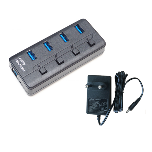 USB 3.0 허브 유전원 4포트 노트북 맥북 컴퓨터 연결 개별 전원 스위치 5V2A 어댑터포함