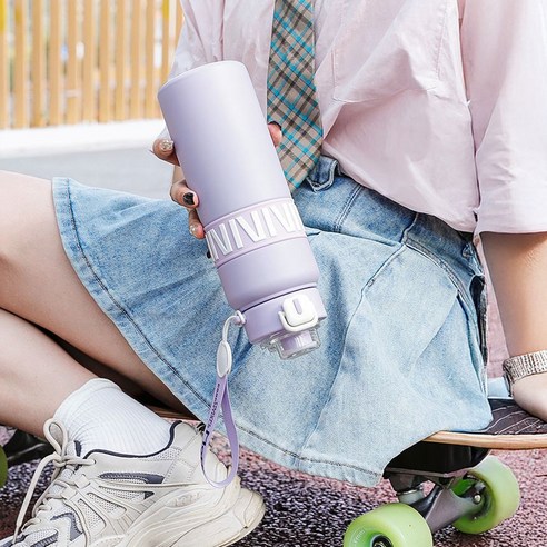 에코럭키 스포츠 텀블러 800ml 스테인레스 진공 보온 보냉 빨대 포함 이미지 3