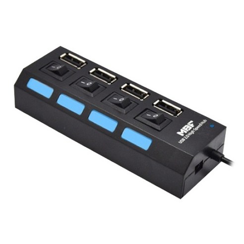 MBF 엠비에프 MBF-H04 (블랙) USB2.0 4포트 USB 허브 (무전원) 심플하고 컴팩트한 사이즈