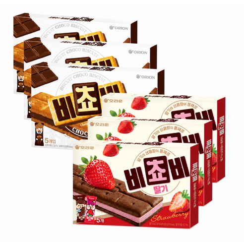 오리온 비쵸비 딸기 5P (125g) + 비쵸비 초코 5P (125g), 125g, 6개