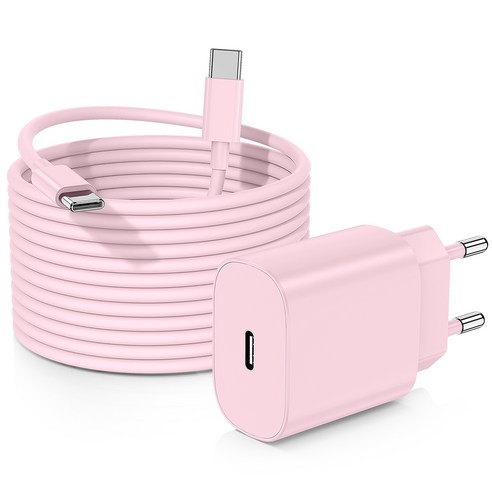 루미아코어 PD25W C타입 초고속 충전기 + 60W ctoc 3M 케이블, 1개, 분홍색