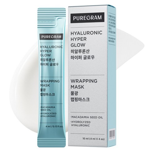 퓨어그램 물광 탄력 랩핑마스크 히알루론산 하이퍼글로우 1BOX, 1개, 4개입