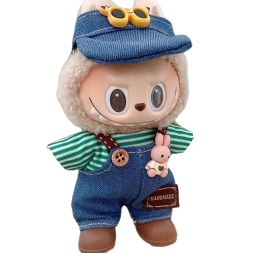 휘뚜마뚜 라부부 인형 키링 옷 드레스 17cm 1세대 3세대, 라부부옷 그린 스프라이트 청멜빵, 1개