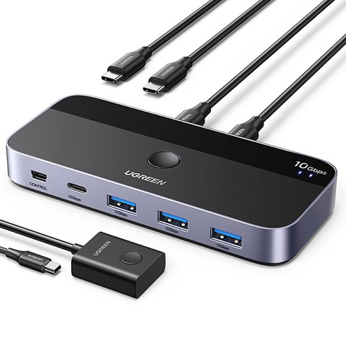 유그린 USB3.2 C타입 10Gbps 2대4 2C 2A USB 멀티허브 스위치 선택기, 1개, 혼합색상