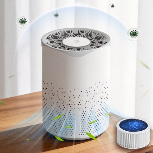 Giilight 미니 원룸 공기청정기 360도 UV 살균 저소음 필터 공기청정기, 흰색, 3세대
