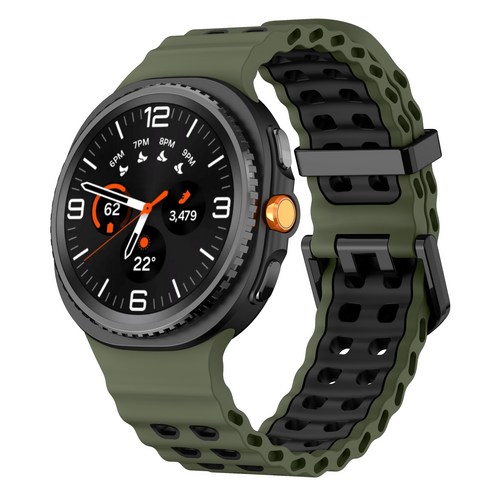 갤럭시워치 8/8클래식 호환 마린 무늬 클래식 스트랩 방수성 스포츠 마린 밴드 40mm 44mm 46mm, 그린/블랙