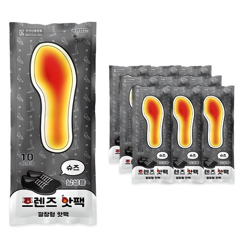 인라이프 국내 제조 깔창형 슈즈 프렌즈 핫팩 남성용 100g 2p, 10개
