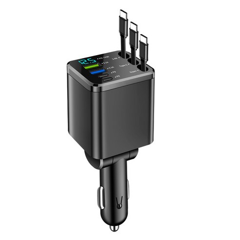 영결무람 7in1 차량용 릴타입 M14 고속 충전기 120W, TYPE C+TYPE C